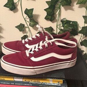 Vans Maroon and White Low-Top Sneakers